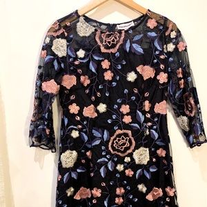 Embroidered floral cocktail dress
